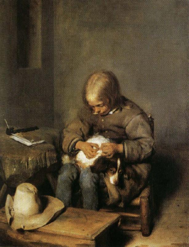 Gerard Ter Borch Boy Catching Fleas on His Dog